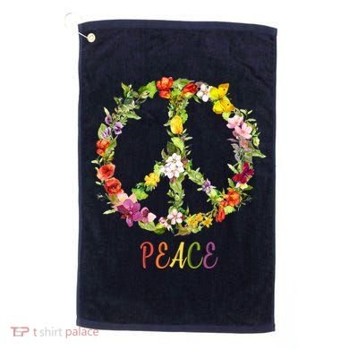 Butterfly Flower Peace Sign Golf Towel