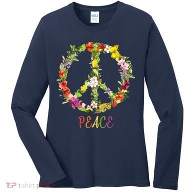 Butterfly Flower Peace Sign Women's Long Sleeve Shirt