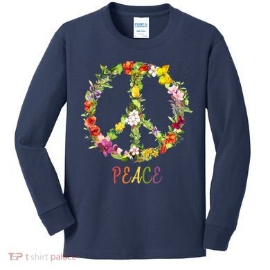 Butterfly Flower Peace Sign Kids Long Sleeve Shirt