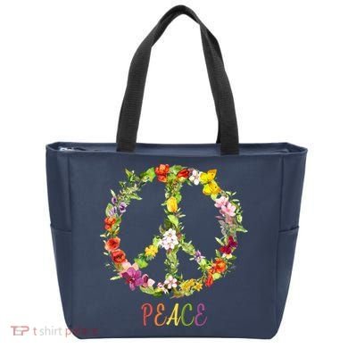 Butterfly Flower Peace Sign Tote Bag