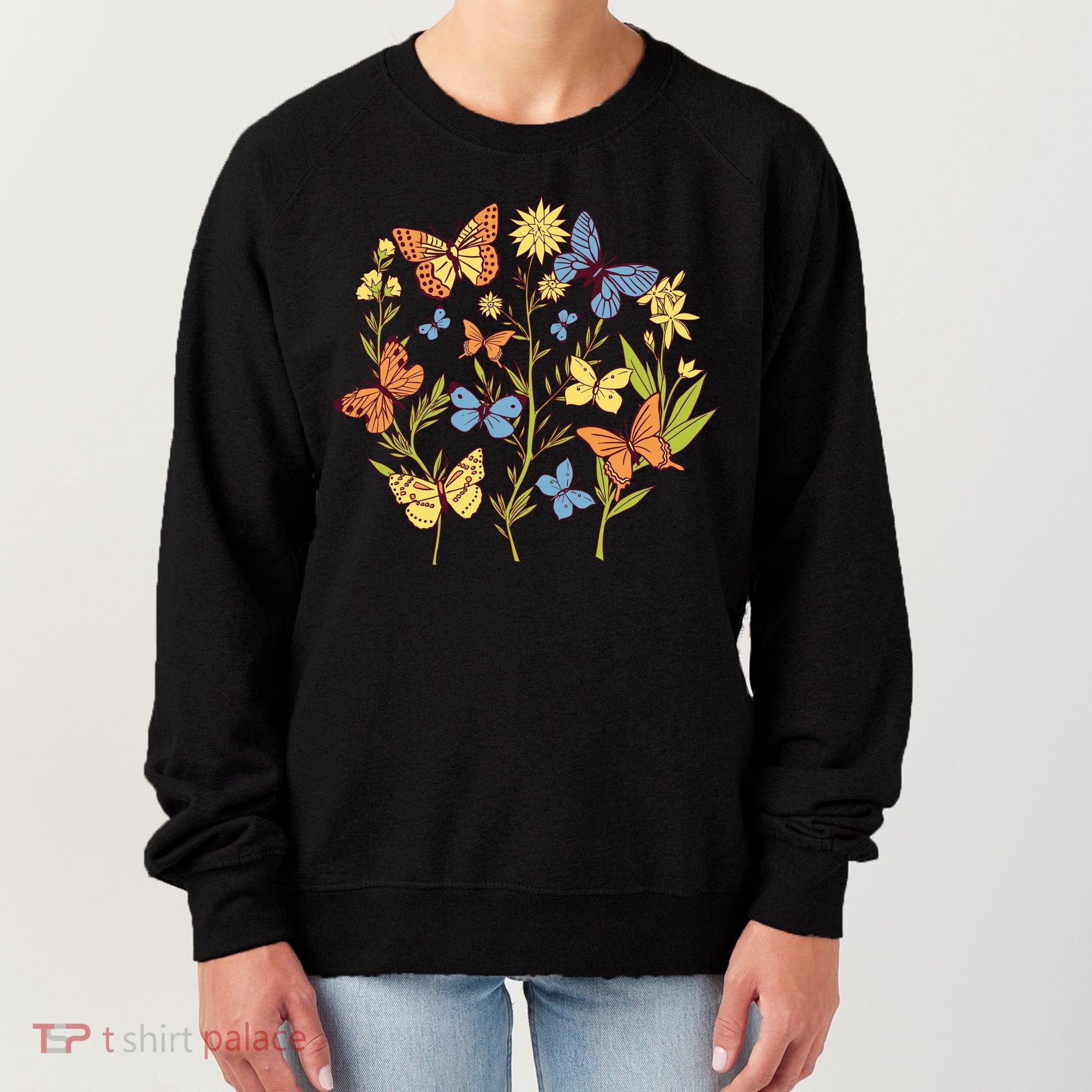Butterfly Garden Flowers Women's Sweatshirt