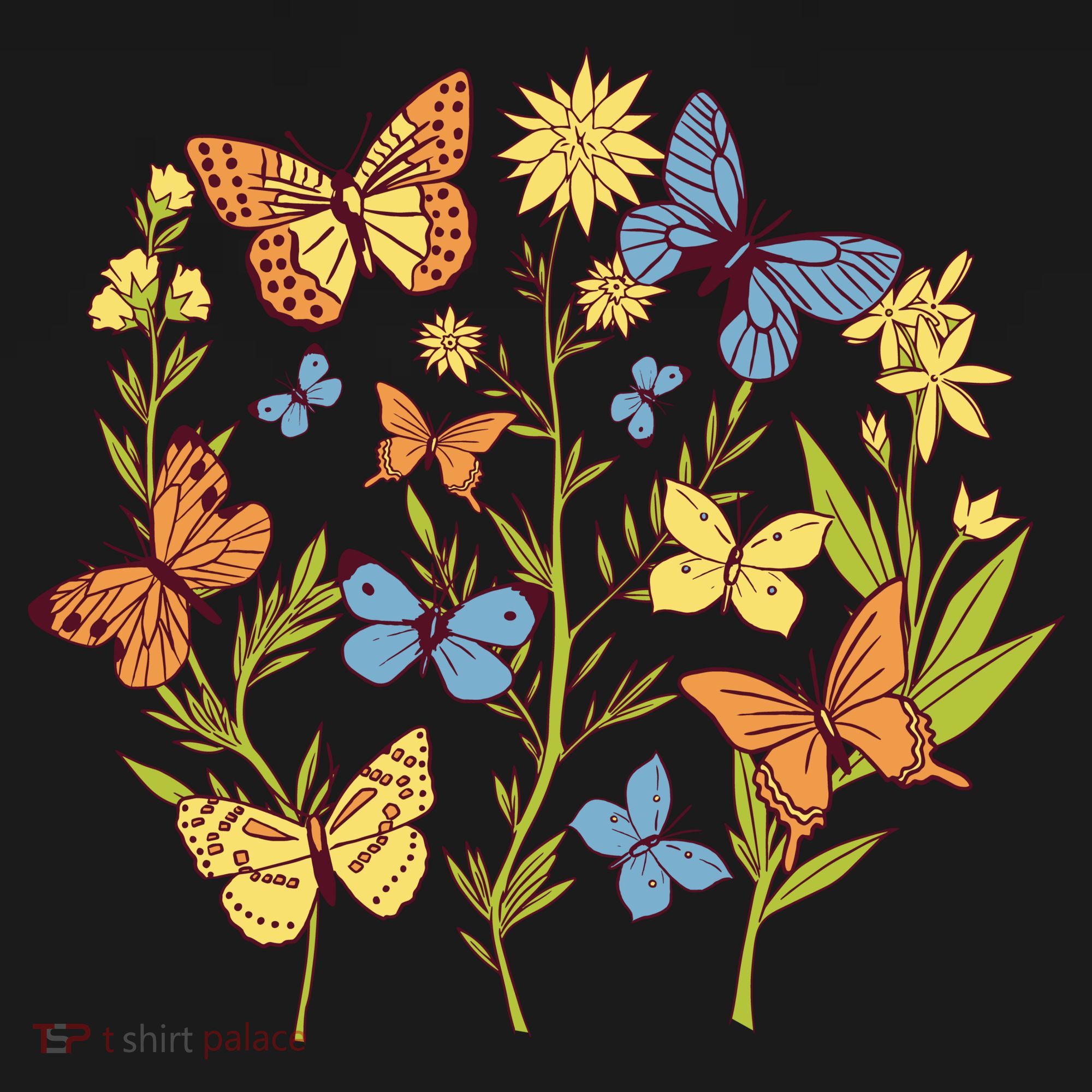 Butterfly Garden Flowers Yupoong Adult 5-Panel Trucker Hat