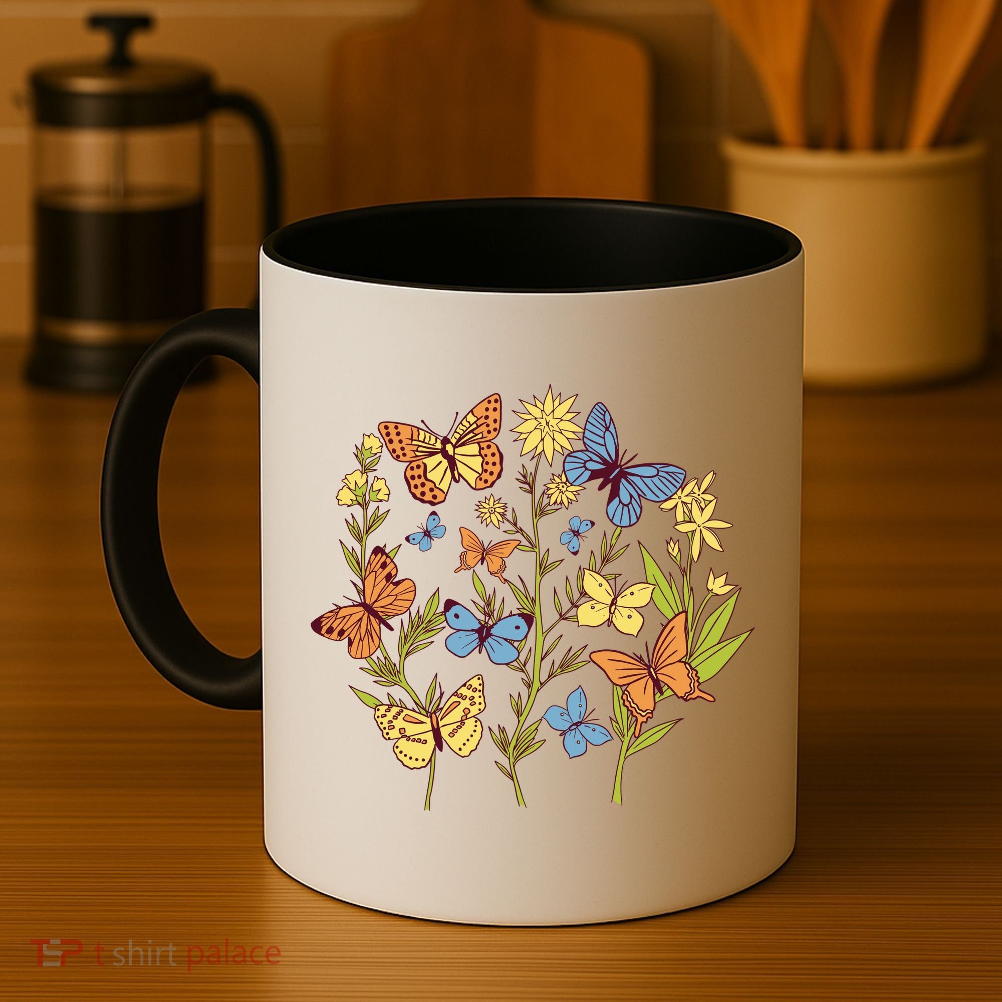 Butterfly Garden Flowers Coffee Mug