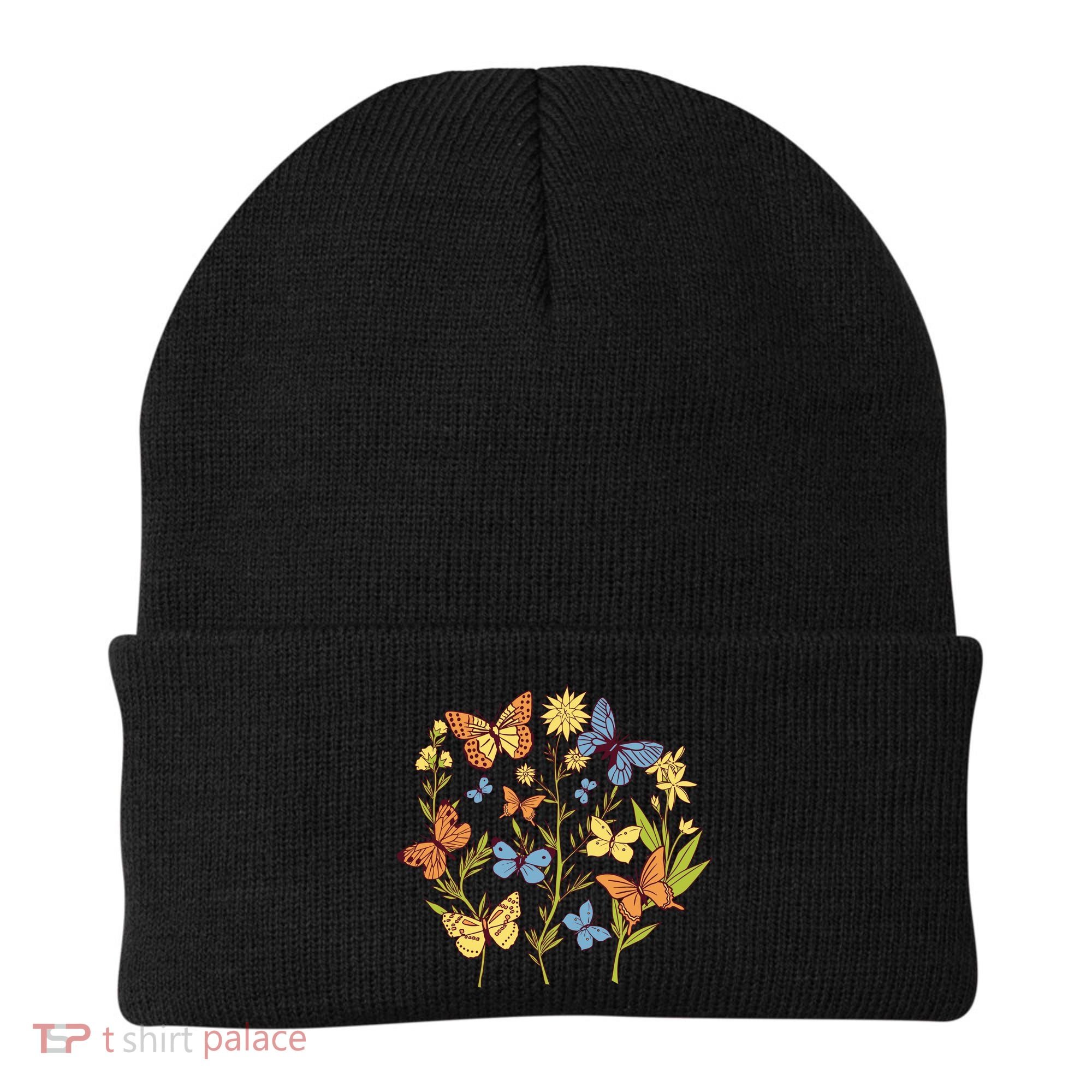 Butterfly Garden Flowers Beanie
