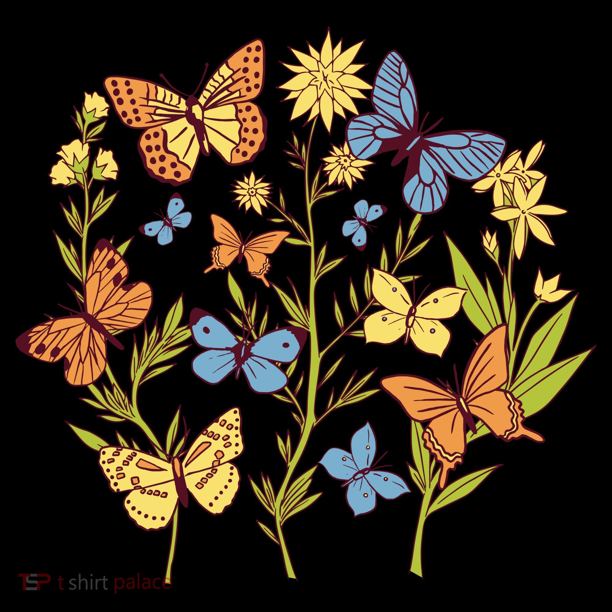 Butterfly Garden Flowers Polo