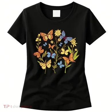 Butterfly Garden Flowers Women's T-Shirt