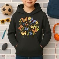 Butterfly Garden Flowers Kids Hoodie thumb 2