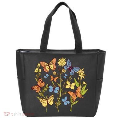 Butterfly Garden Flowers Tote Bag