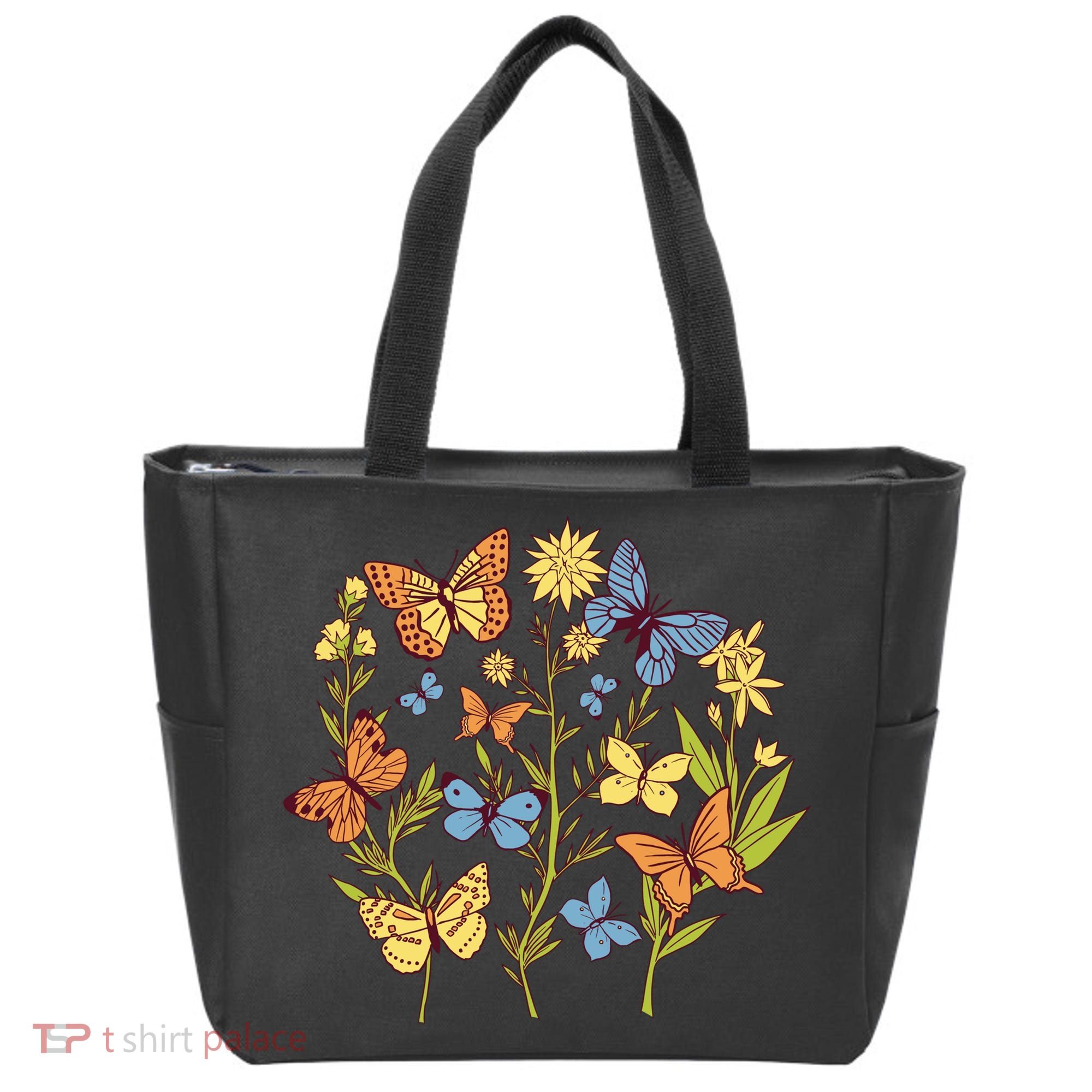Butterfly Garden Flowers Tote Bag