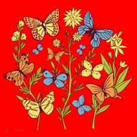 Butterfly Garden Flowers Santa Hat thumb 1