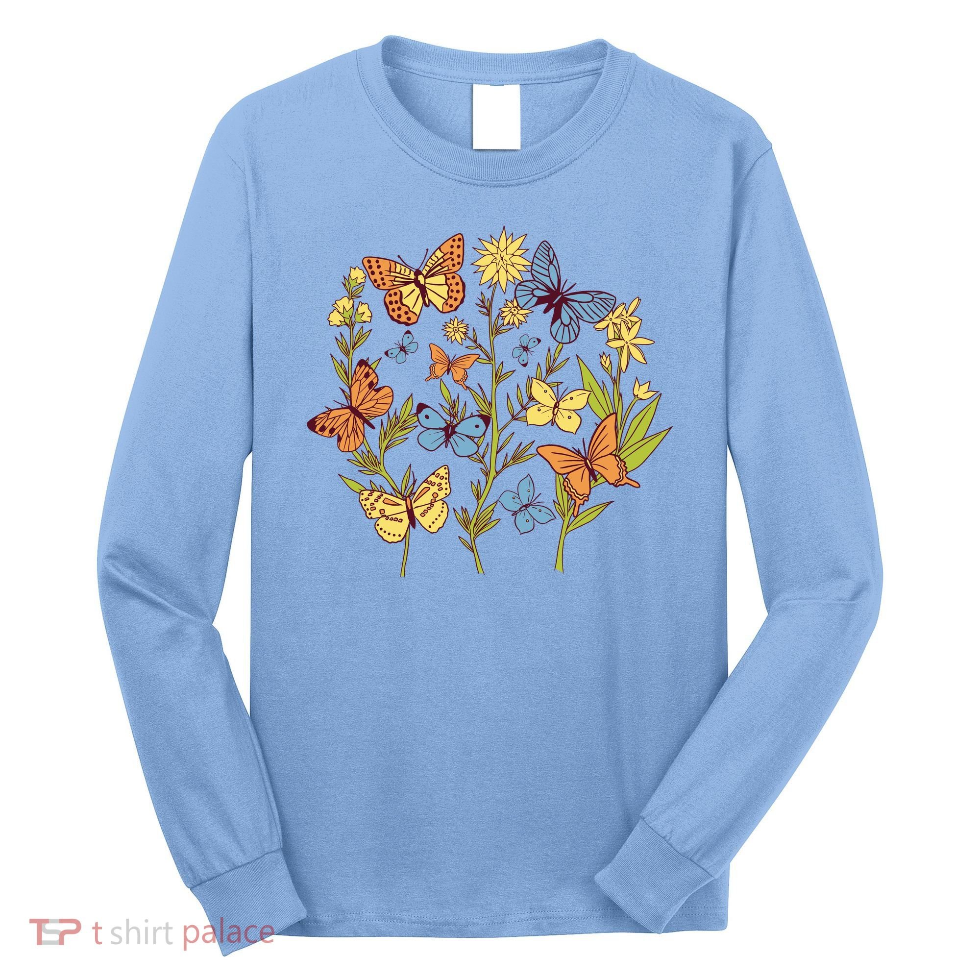 Butterfly Garden Flowers Long Sleeve Shirt