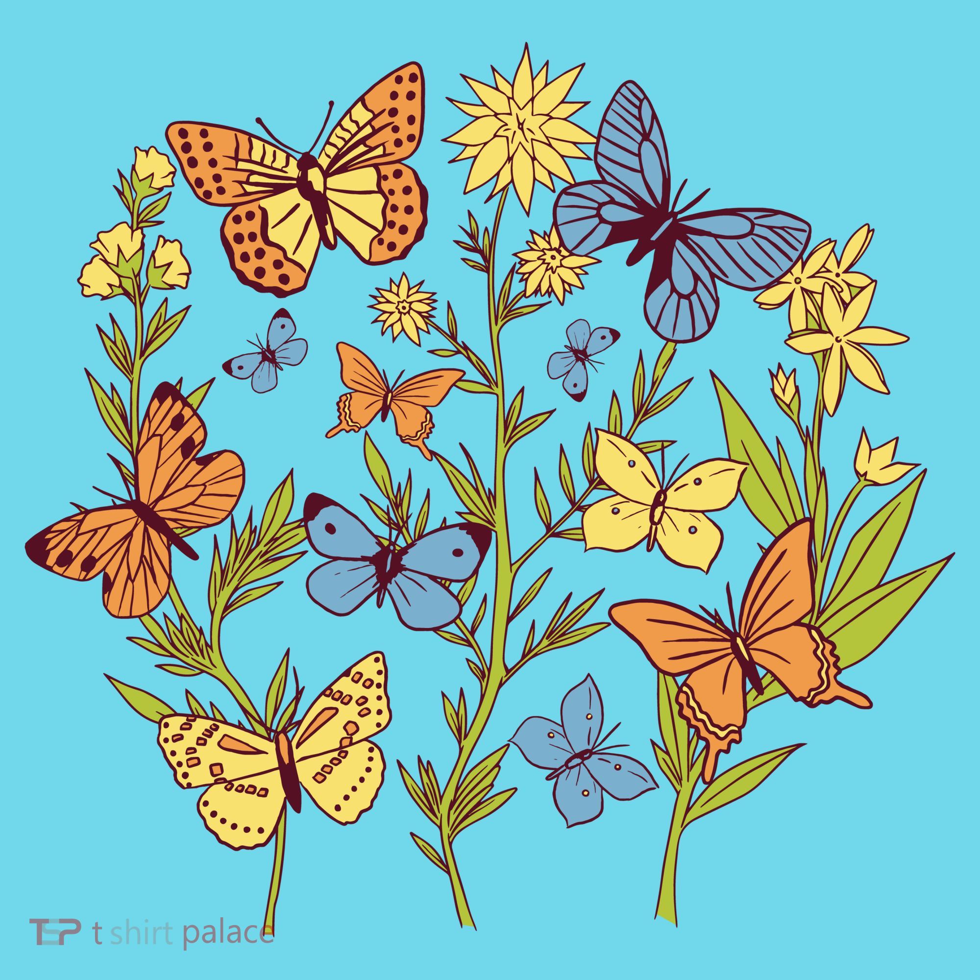 Butterfly Garden Flowers T-Shirt