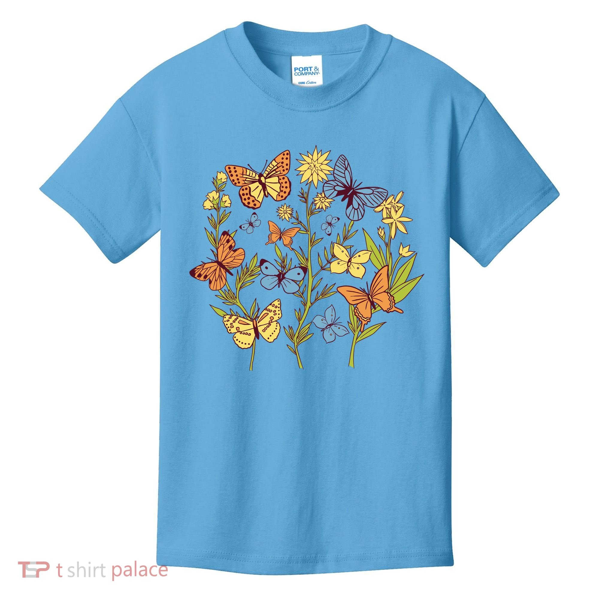 Butterfly Garden Flowers Kids T-Shirt
