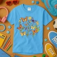 Butterfly Garden Flowers Kids T-Shirt thumb 3