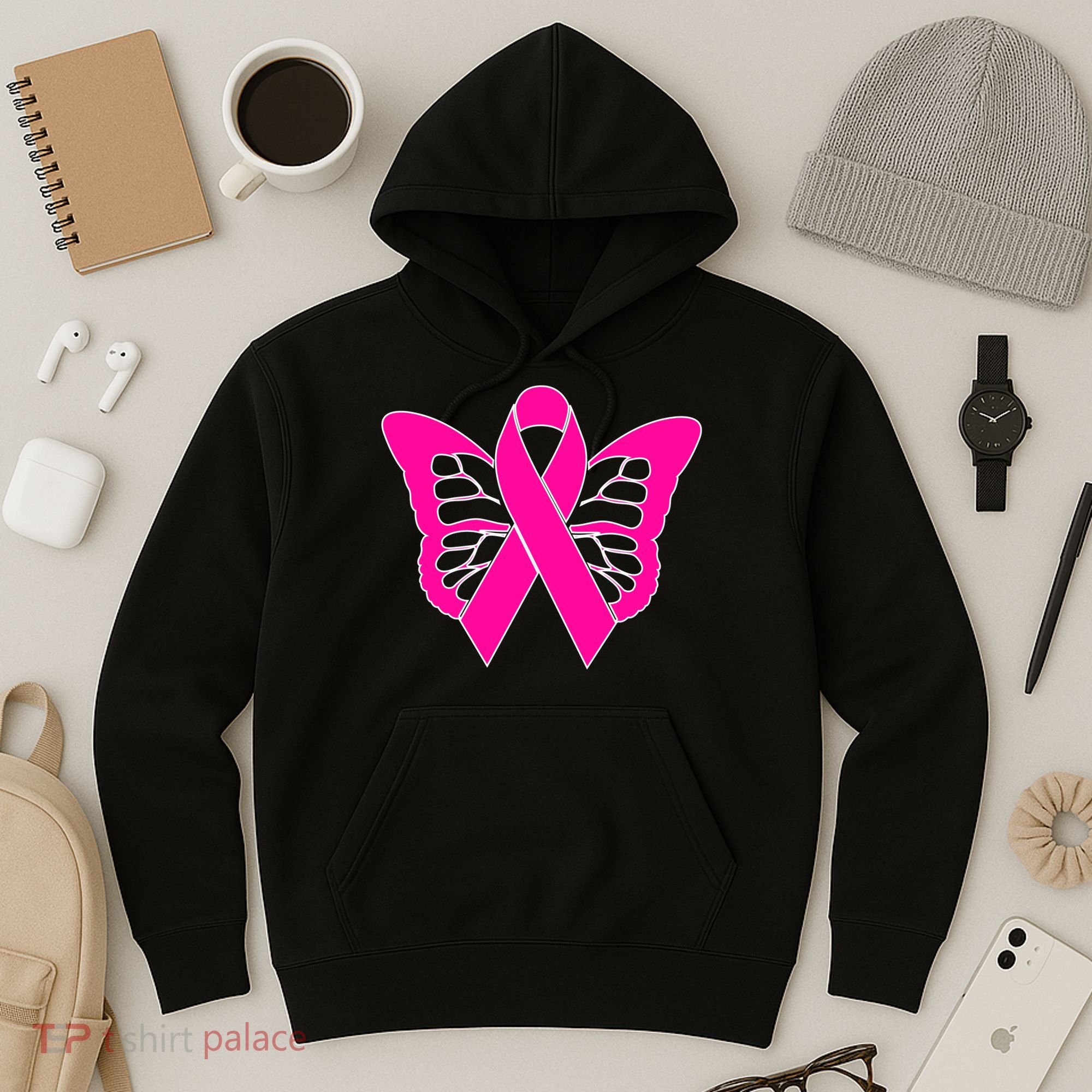 Butterfly Ribbon Breast Cancer Hoodie