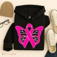 Butterfly Ribbon Breast Cancer Hoodie thumb 4