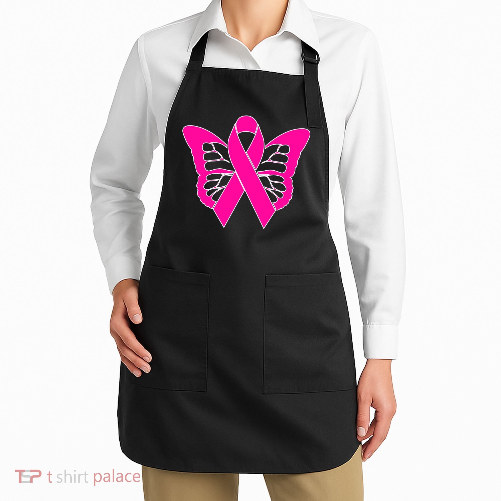 Butterfly Ribbon Breast Cancer Apron