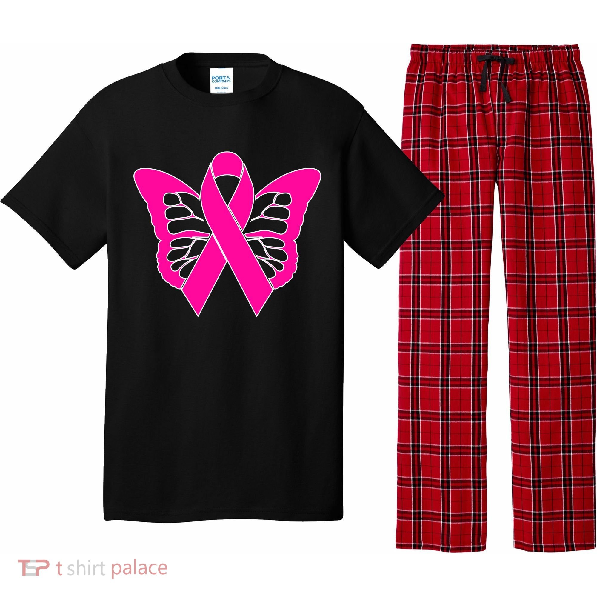 Butterfly Ribbon Breast Cancer Pajama Set