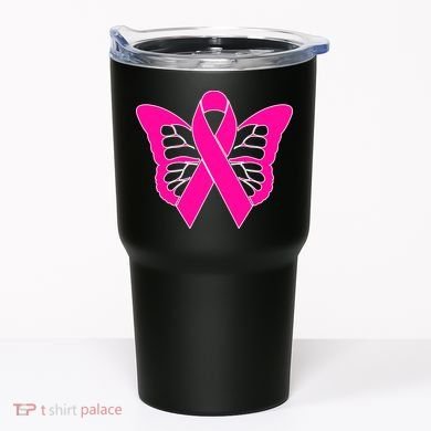 Butterfly Ribbon Breast Cancer Tumbler