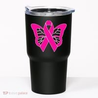Butterfly Ribbon Breast Cancer Tumbler thumb 0