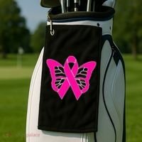Butterfly Ribbon Breast Cancer Golf Towel thumb 2