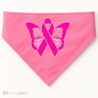 Butterfly Ribbon Breast Cancer USA-Made Doggie Bandana thumb 0