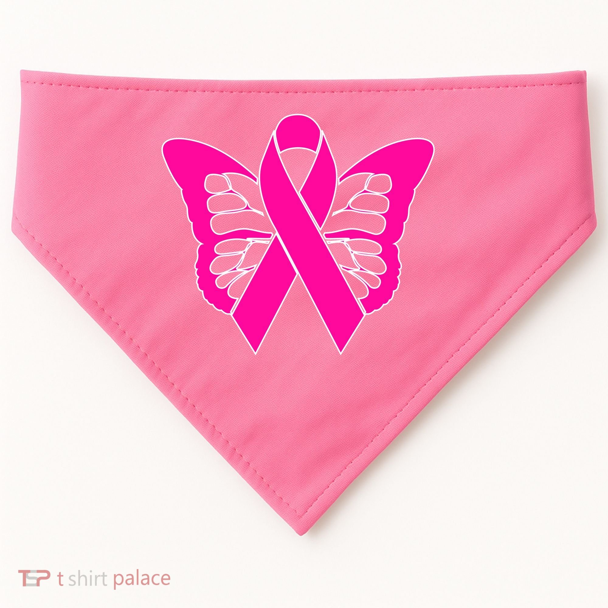 Butterfly Ribbon Breast Cancer USA-Made Doggie Bandana