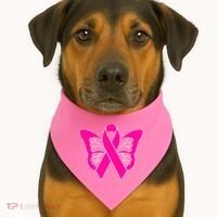Butterfly Ribbon Breast Cancer USA-Made Doggie Bandana thumb 1