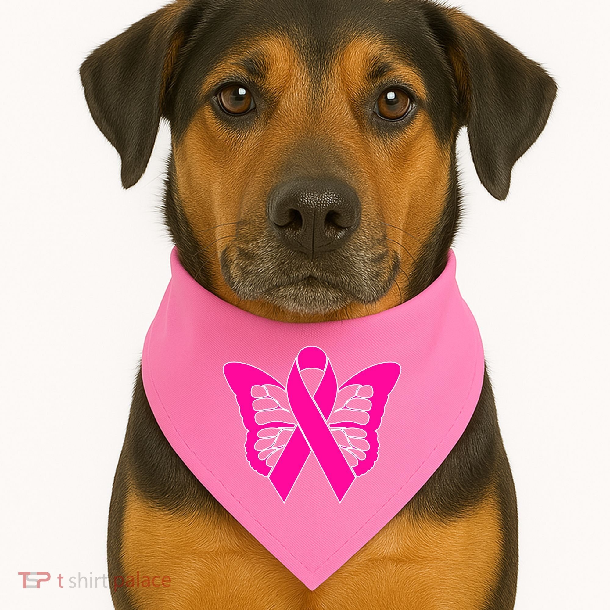 Butterfly Ribbon Breast Cancer USA-Made Doggie Bandana