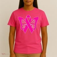 Butterfly Ribbon Breast Cancer T-Shirt thumb 4