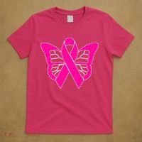 Butterfly Ribbon Breast Cancer T-Shirt thumb 5