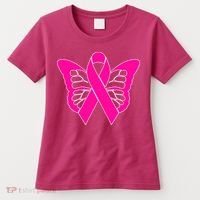 Butterfly Ribbon Breast Cancer Women's T-Shirt thumb 0
