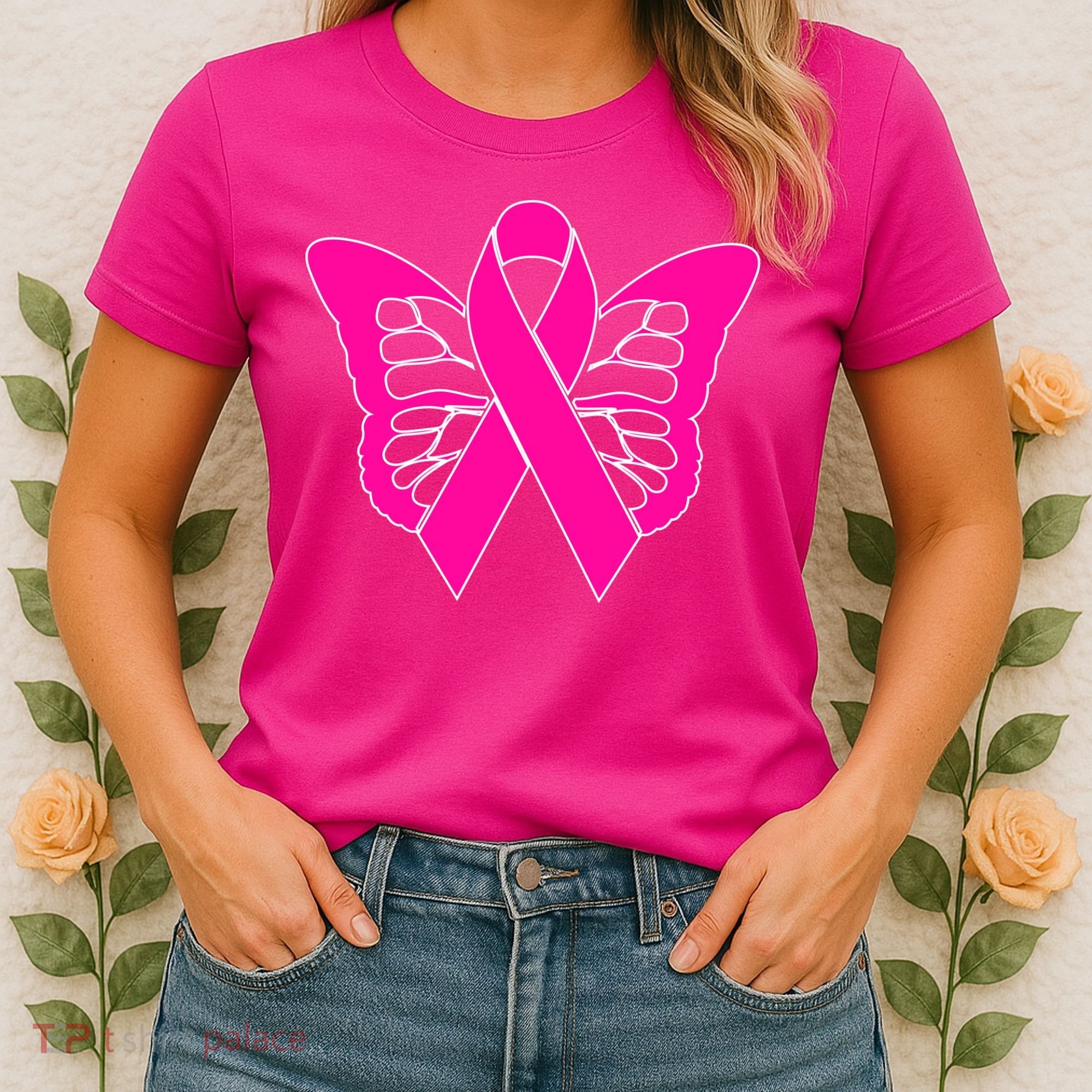 Butterfly Ribbon Breast Cancer Women's T-Shirt