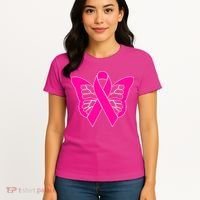 Butterfly Ribbon Breast Cancer Women's T-Shirt thumb 4