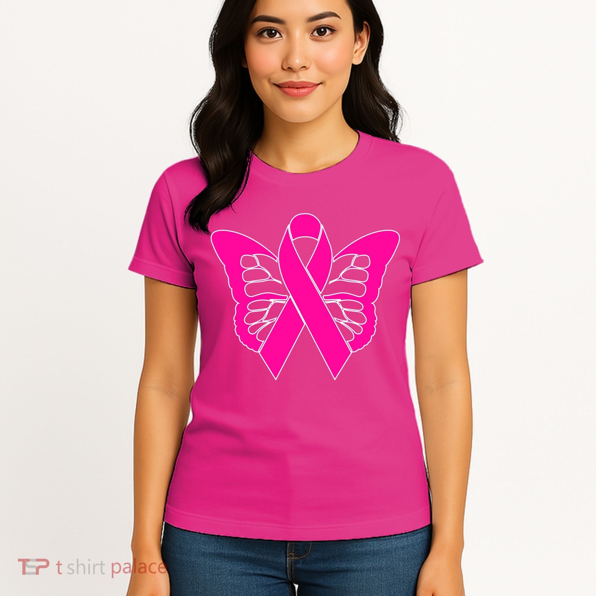 Butterfly Ribbon Breast Cancer Women's T-Shirt