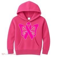 Butterfly Ribbon Breast Cancer Kids Hoodie thumb 0