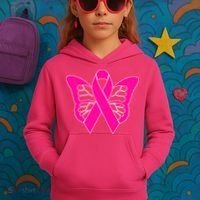 Butterfly Ribbon Breast Cancer Kids Hoodie thumb 3