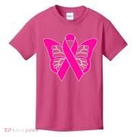 Butterfly Ribbon Breast Cancer Kids T-Shirt thumb 0