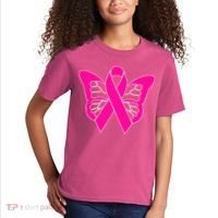 Butterfly Ribbon Breast Cancer Kids T-Shirt thumb 2