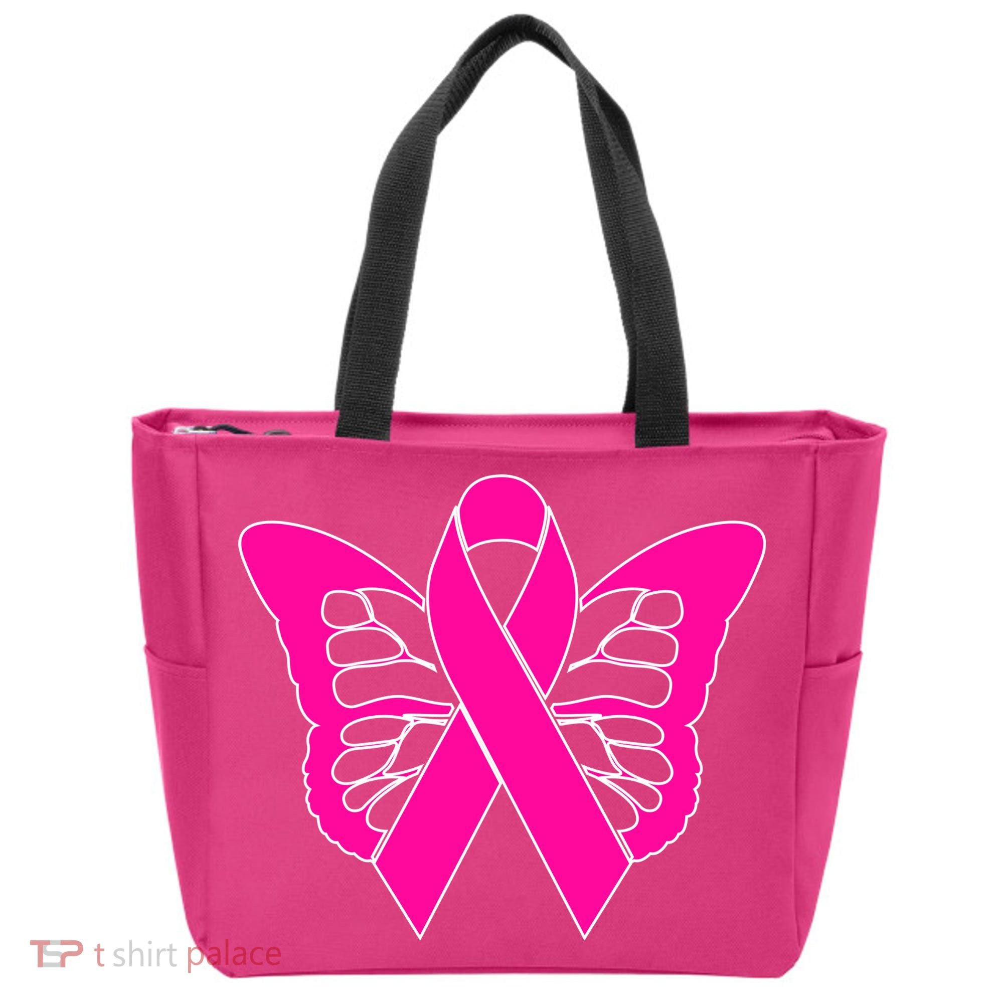 Butterfly Ribbon Breast Cancer Tote Bag