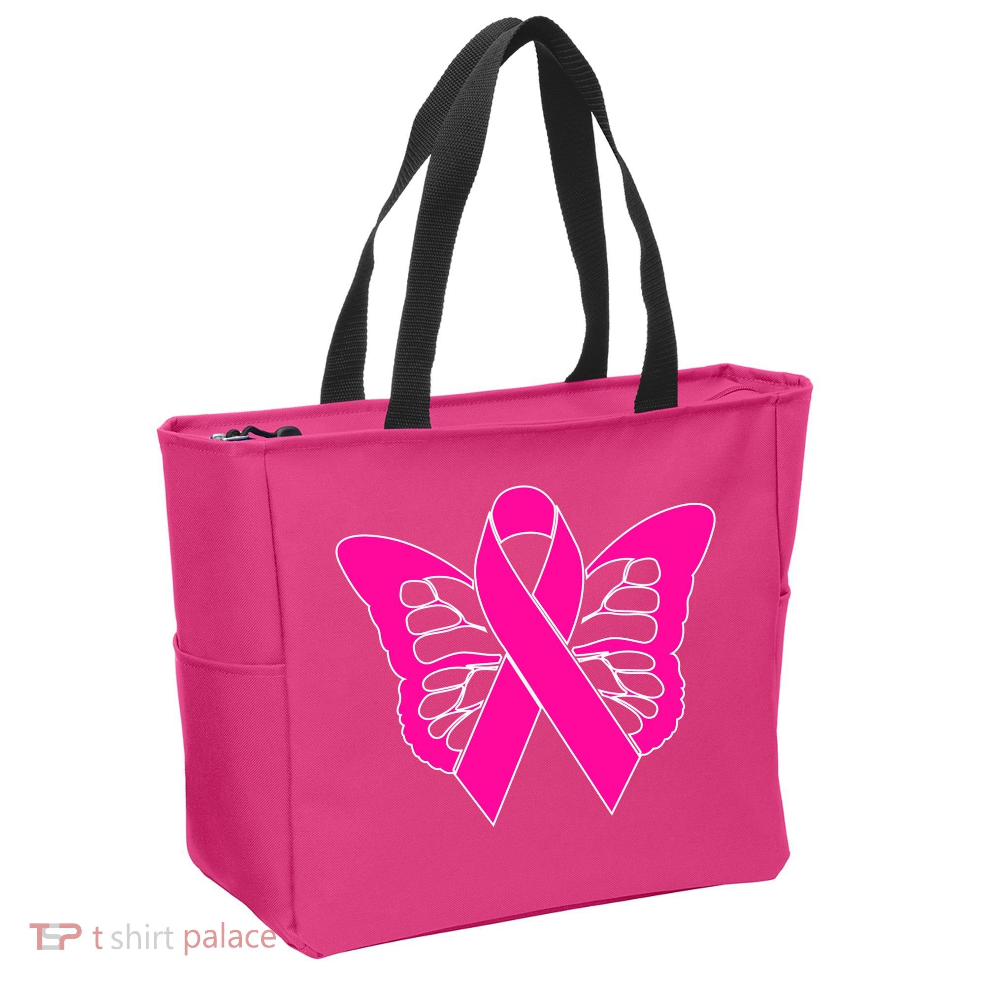 Butterfly Ribbon Breast Cancer Tote Bag