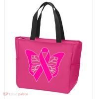 Butterfly Ribbon Breast Cancer Tote Bag thumb 3
