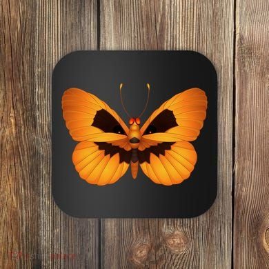 Butterfly With Face Halloween Pumpkin Coaster