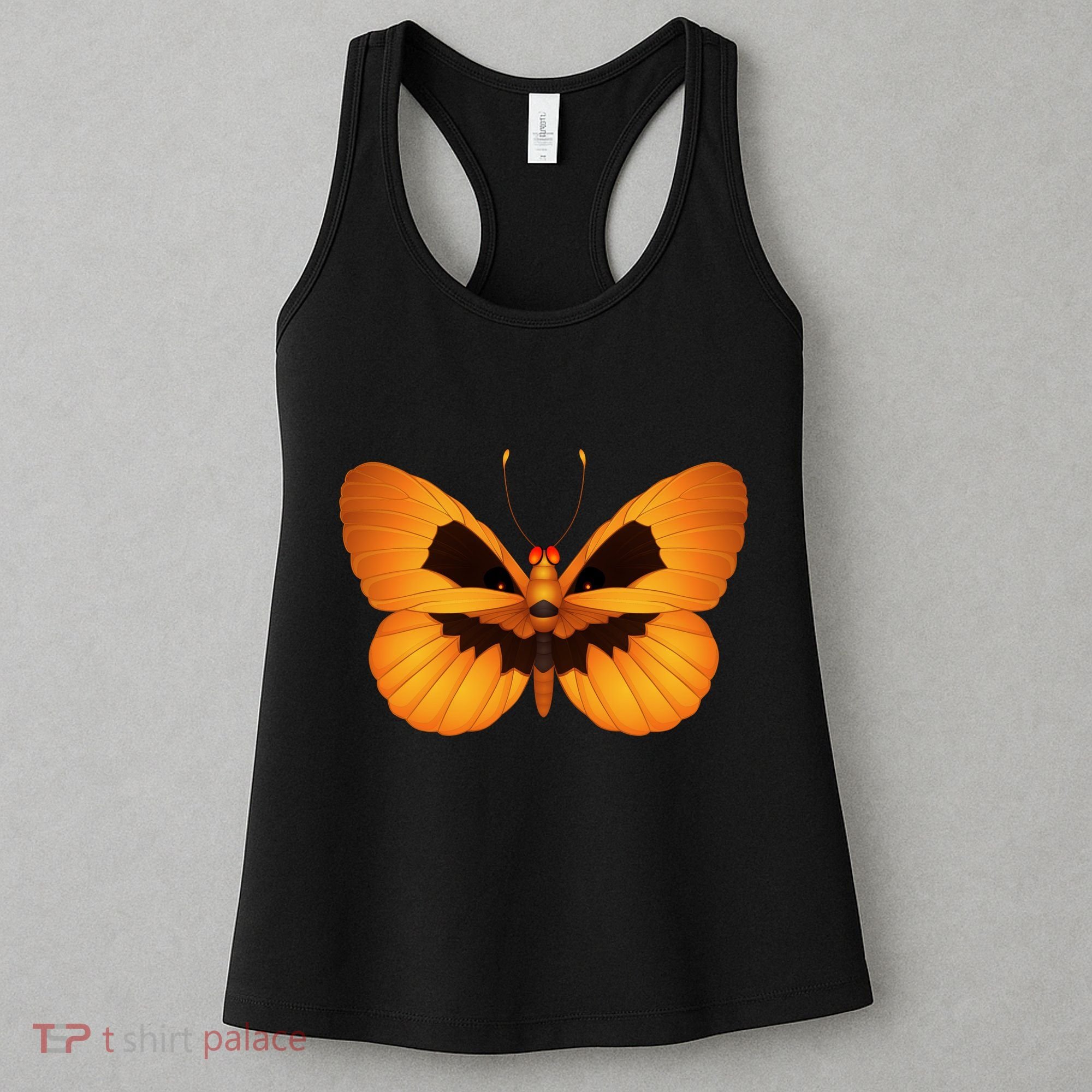 Butterfly With Face Halloween Pumpkin Women's Tank Top
