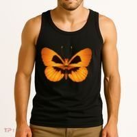 Butterfly With Face Halloween Pumpkin Tank Top thumb 3