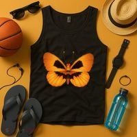 Butterfly With Face Halloween Pumpkin Tank Top thumb 4