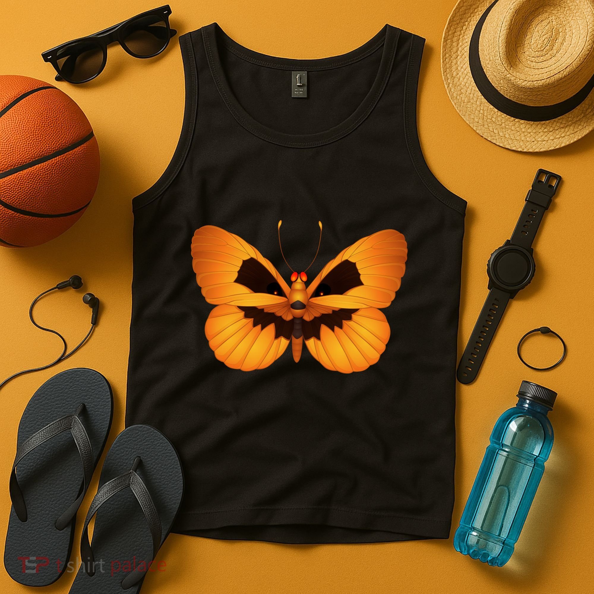 Butterfly With Face Halloween Pumpkin Tank Top