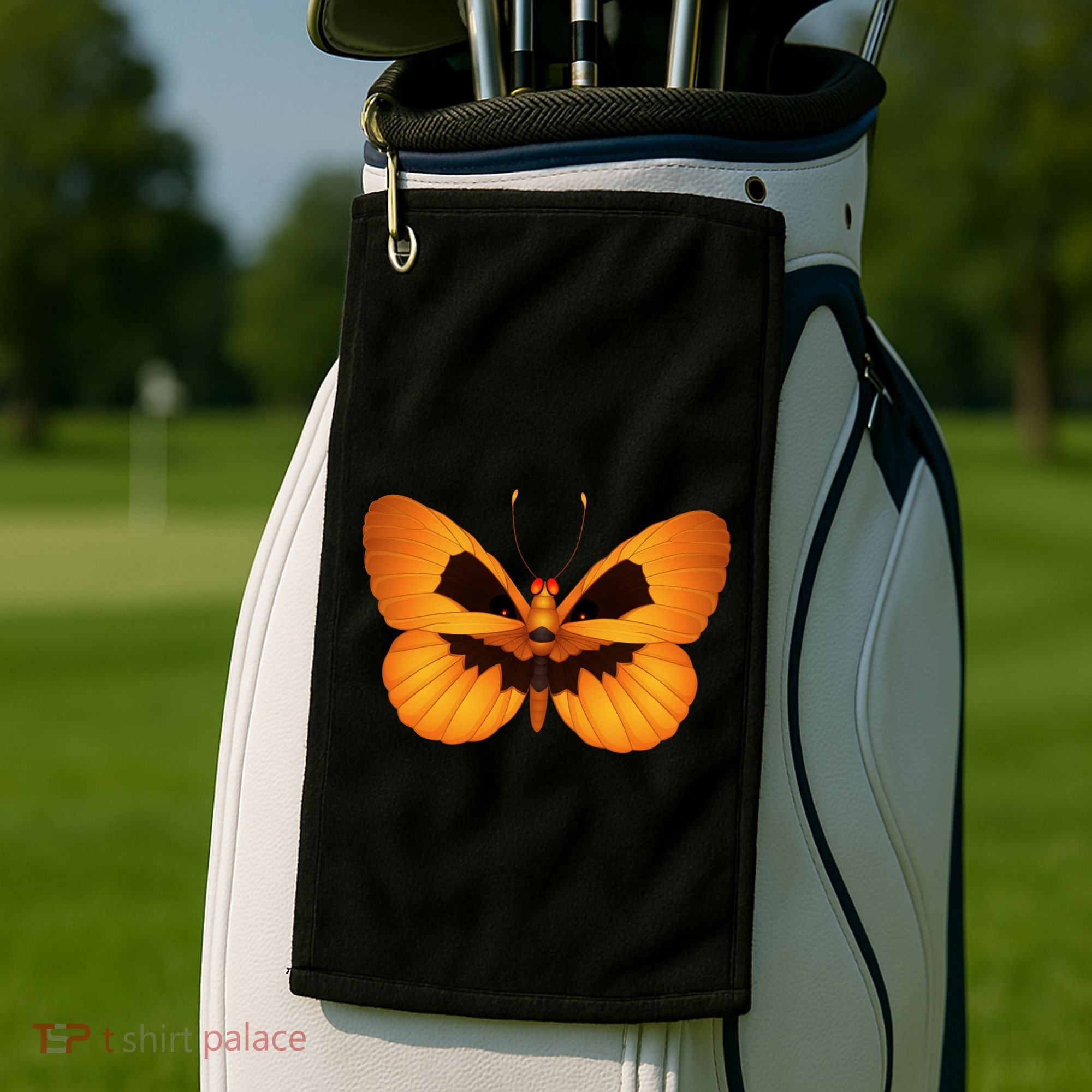 Butterfly With Face Halloween Pumpkin Golf Towel