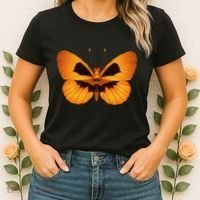 Butterfly With Face Halloween Pumpkin Women's T-Shirt thumb 2