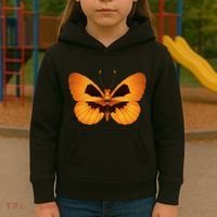 Butterfly With Face Halloween Pumpkin Kids Hoodie thumb 3